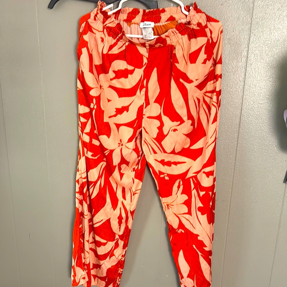 Jams World Red and Orange Track Pants with Vibrant Print